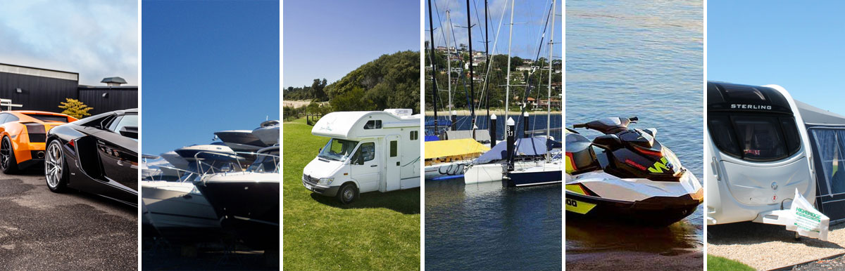 Cars, speed boats, campervans, yachts, jet-ski and caravans