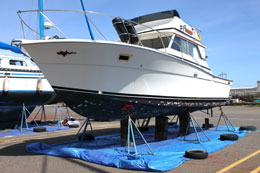 Boat undergoing maintenance